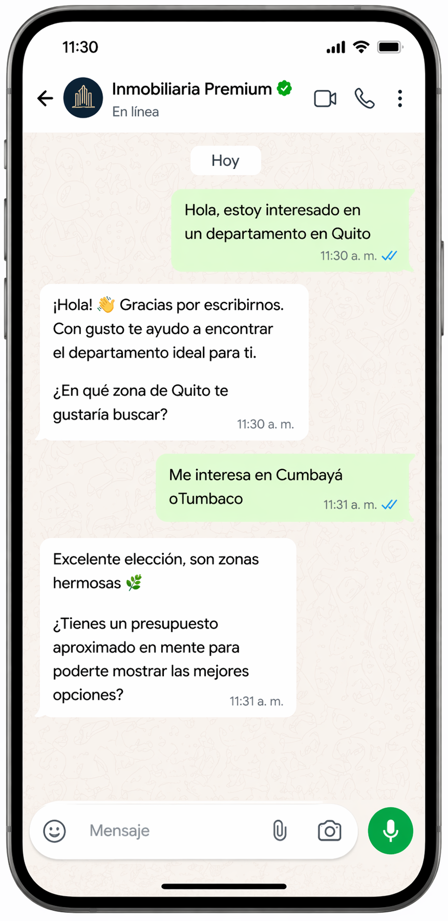 Paciente escribe por WhatsApp